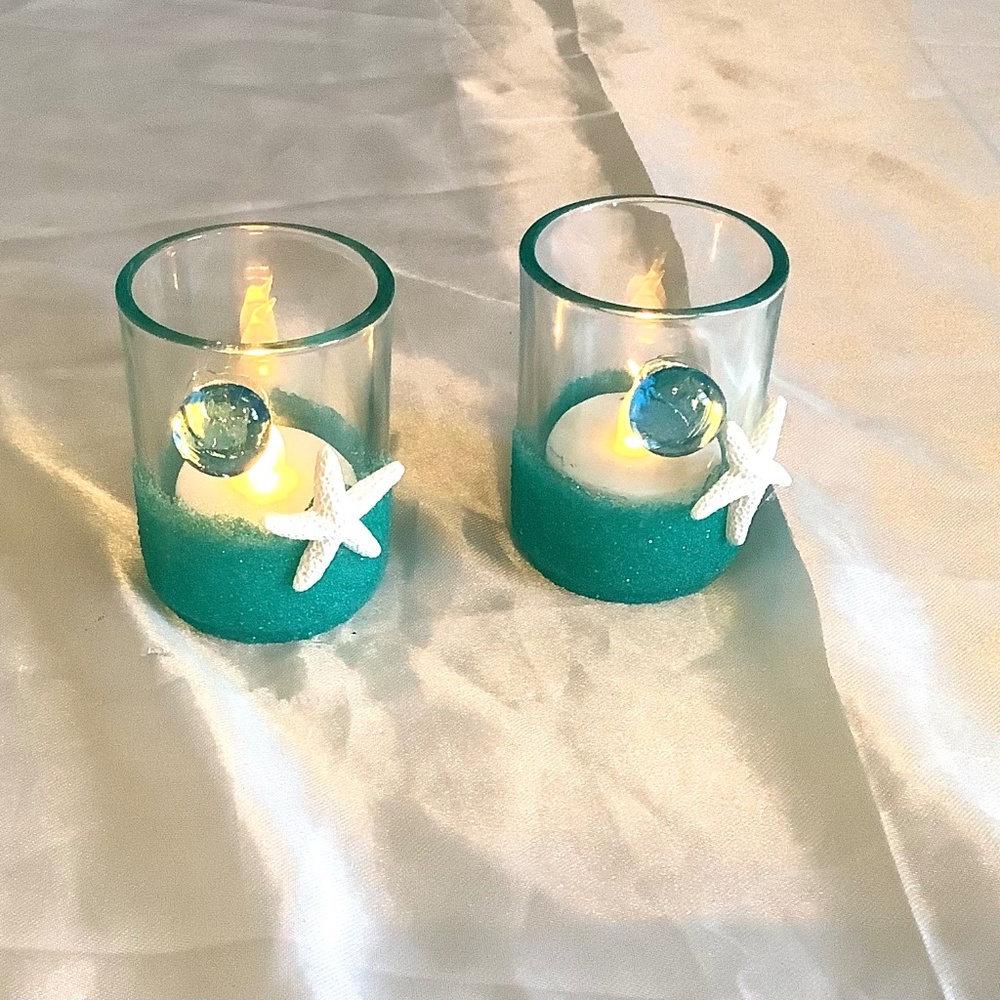 Coastal/beachy Starfish tealight holder set of 2